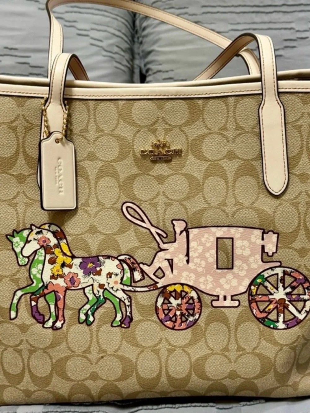 Coach Brown Leather Logo Patch Tote